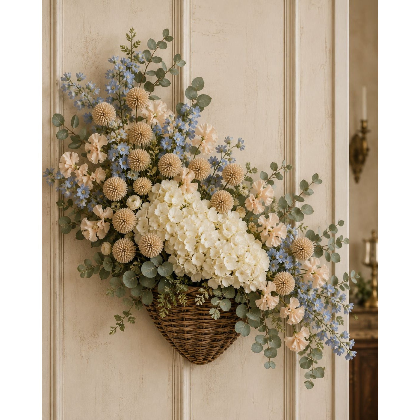 Warm Taupe Beige Pom Pom Chrysanthemum Stems Set of 2, 20 Inch Artificial Silk Flowers for Floral Arrangements