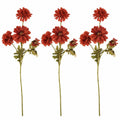 Rust Red Artificial Mum Stems Set of 3, 21-Inch Faux Chrysanthemum