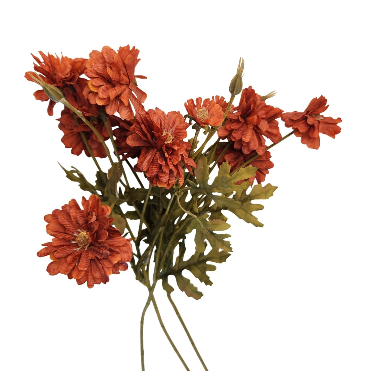 Rust Red Artificial Mum Stems Set of 3, 21-Inch Faux Chrysanthemum
