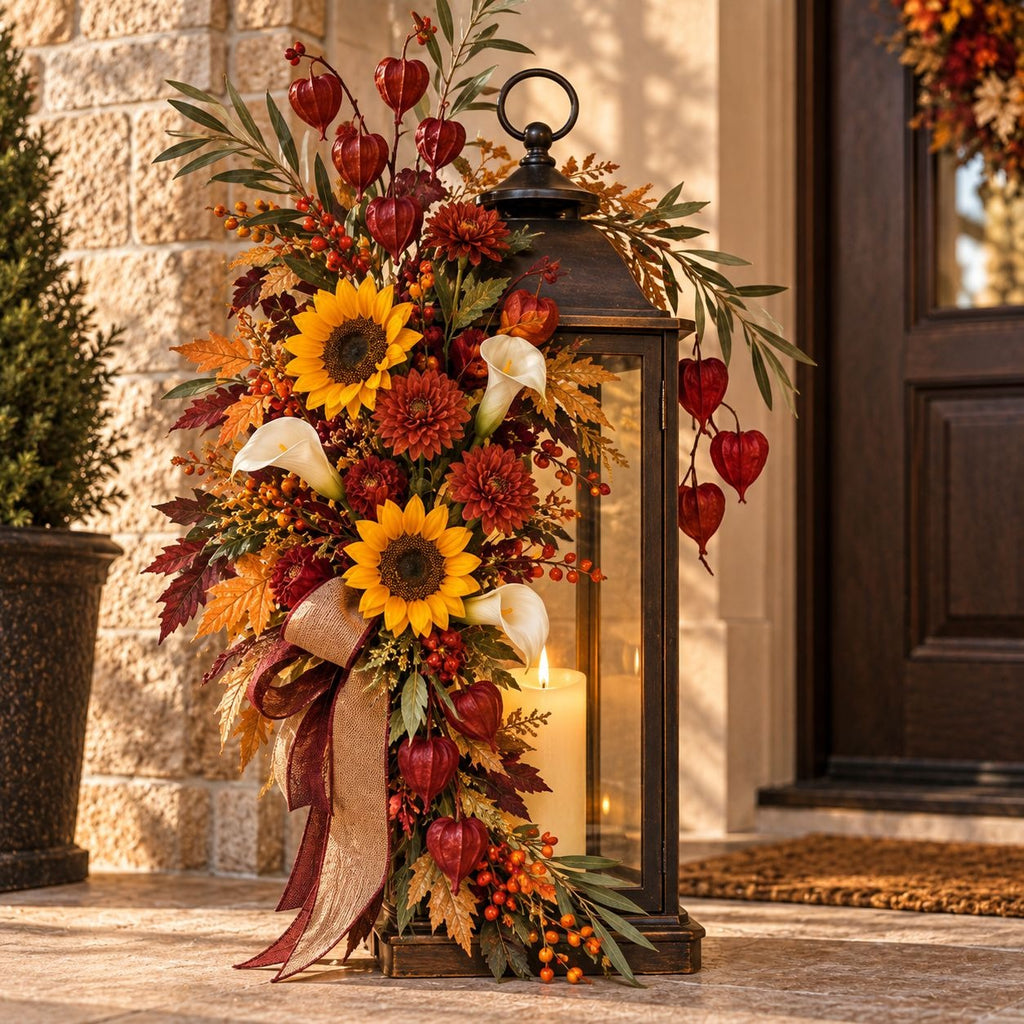 Rust Red Artificial Mum Stems Set of 3, 21-Inch Faux Chrysanthemum