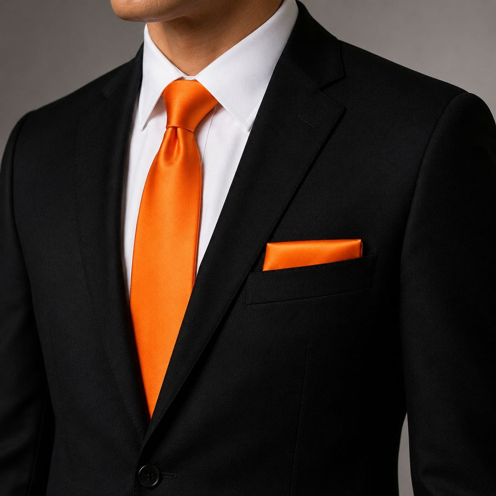 Orange Satin Pocket Square 9x9 Mens Wedding Suit Formal Handkerchief