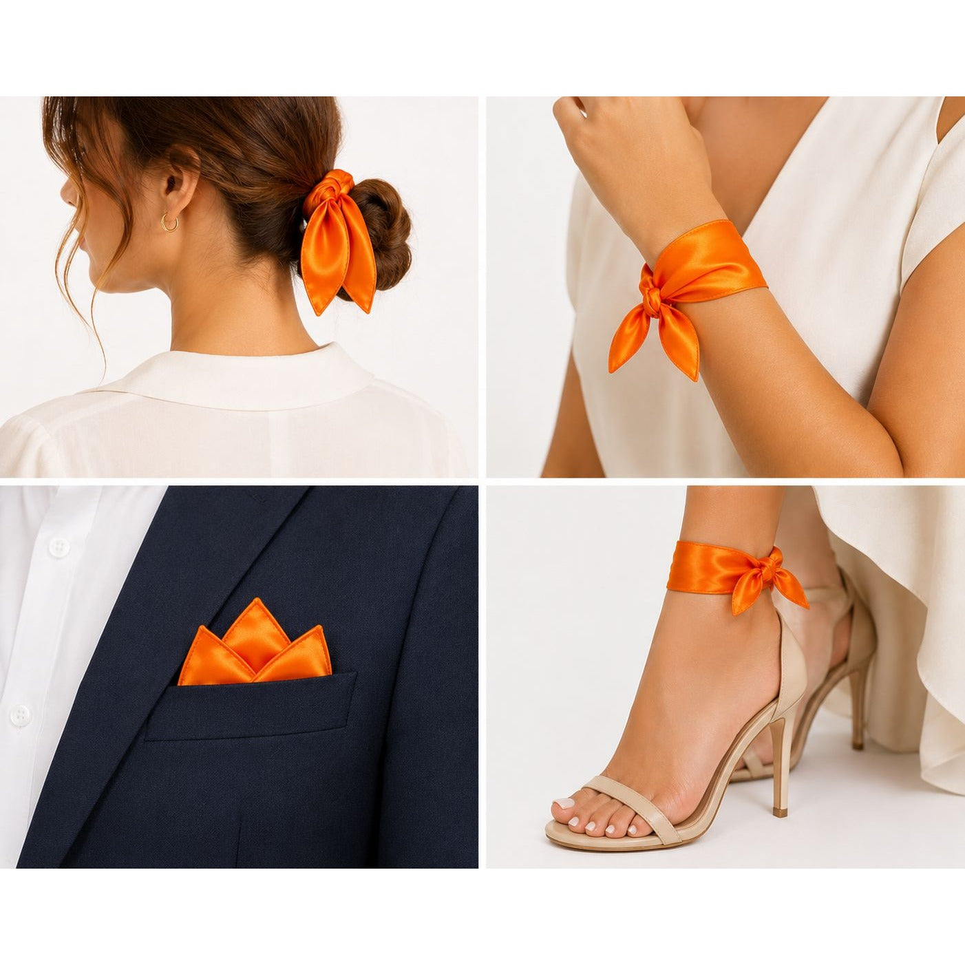Orange Satin Pocket Square 9x9 Mens Wedding Suit Formal Handkerchief