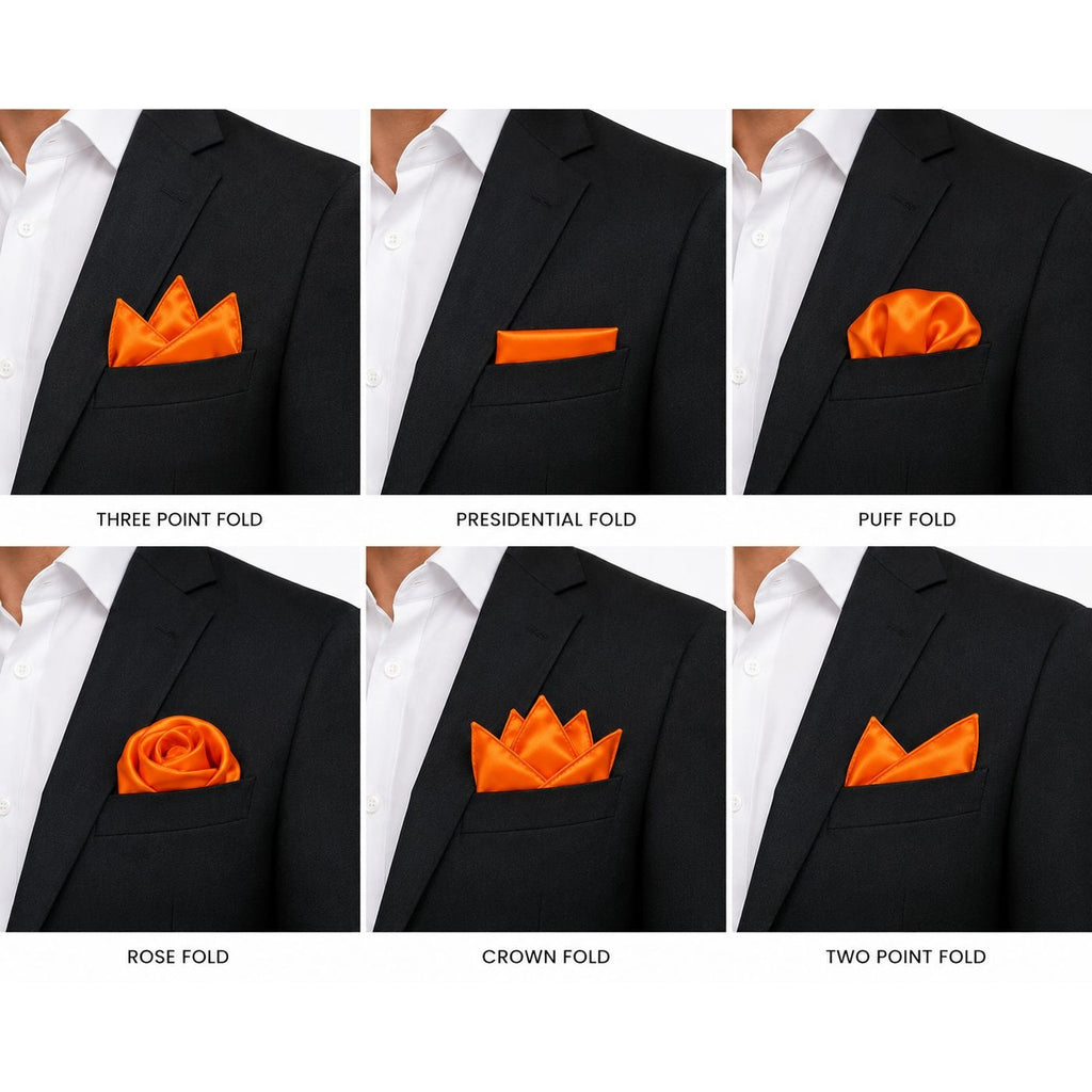 Orange Satin Pocket Square 9x9 Mens Wedding Suit Formal Handkerchief