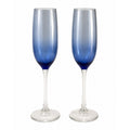 Vintage Libbey Vina Blue Ombre Champagne Flutes Set of 2, 1980s Sparkling Wine Glasses, Elegant Wedding Barware