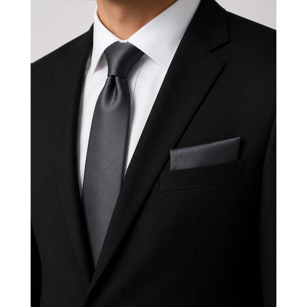 Charcoal Satin Pocket Square 9x9 Mens Handkerchief Wedding Suit Formal Prom Unisex