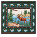 Vintage 1990s Moose Lake Cotton Fabric Panel, Springs 44 x 35, Wildlife Quilting Fabric for Cabin Wall Hanging