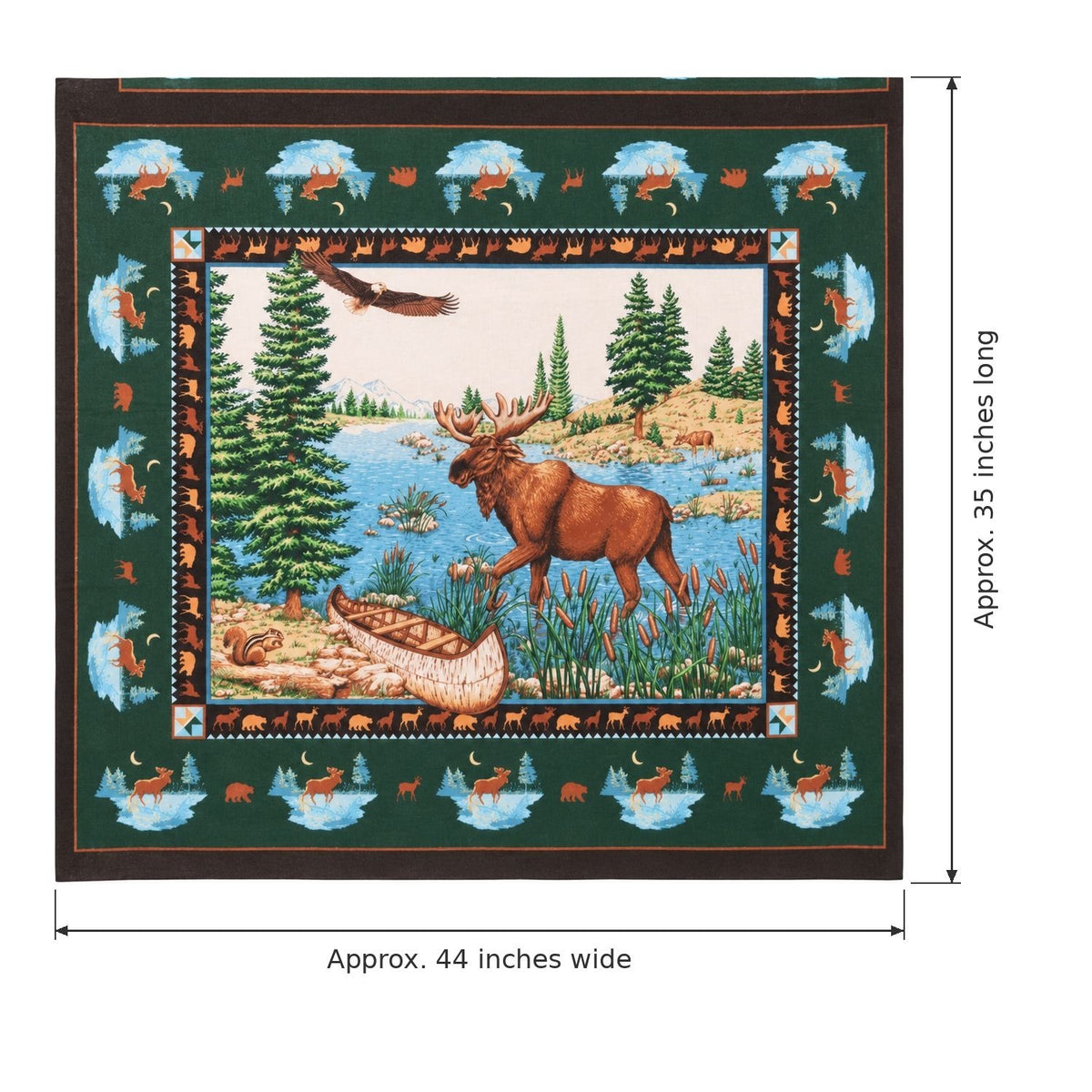 Vintage 1990s Moose Lake Cotton Fabric Panel, Springs 44 x 35, Wildlife Quilting Fabric for Cabin Wall Hanging