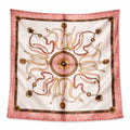 Pink Medallion Satin Scarf 20x20 Women's Hair Tie Neck Wrist Wrap