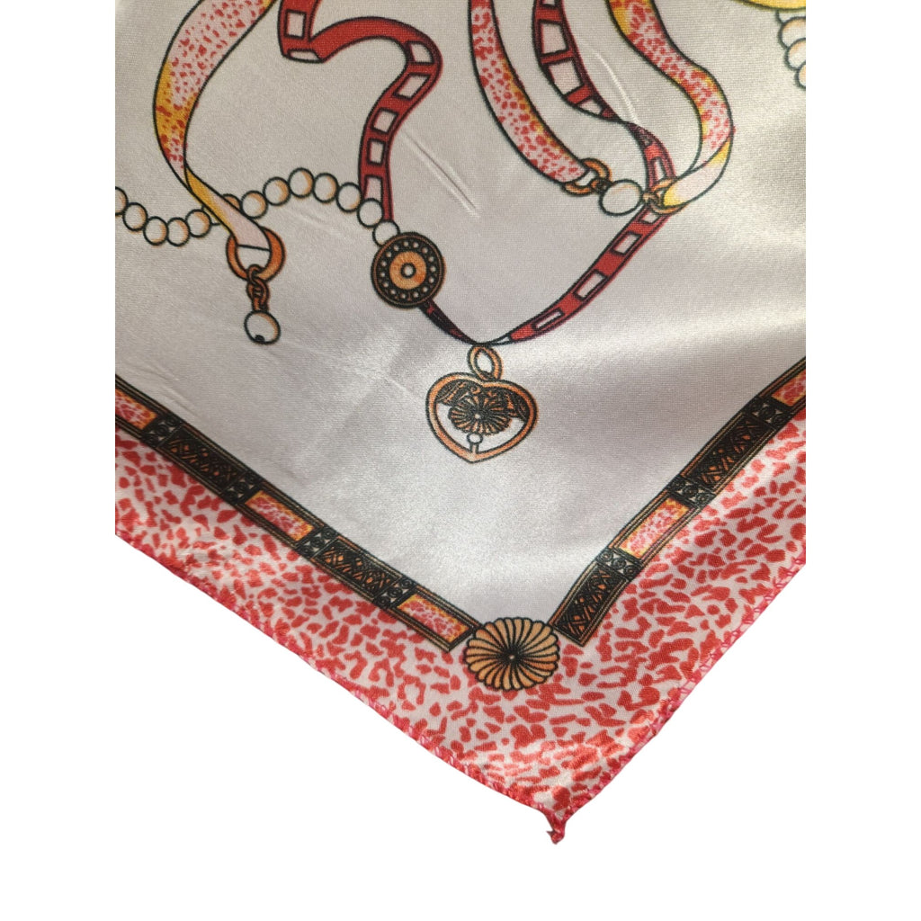 Pink Medallion Satin Scarf 20x20 Women's Hair Tie Neck Wrist Wrap