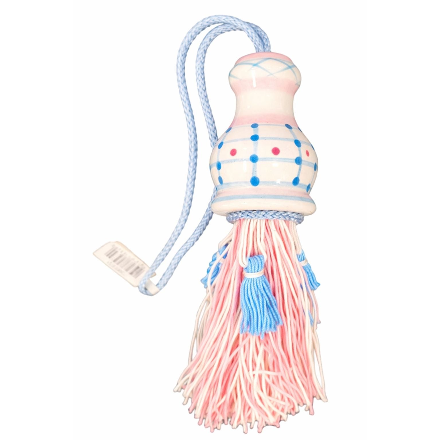 Vintage Ganz Bella Casa Tassel Ornament Ceramic Pastel Curtain Tieback Pink Blue Hanging Decor