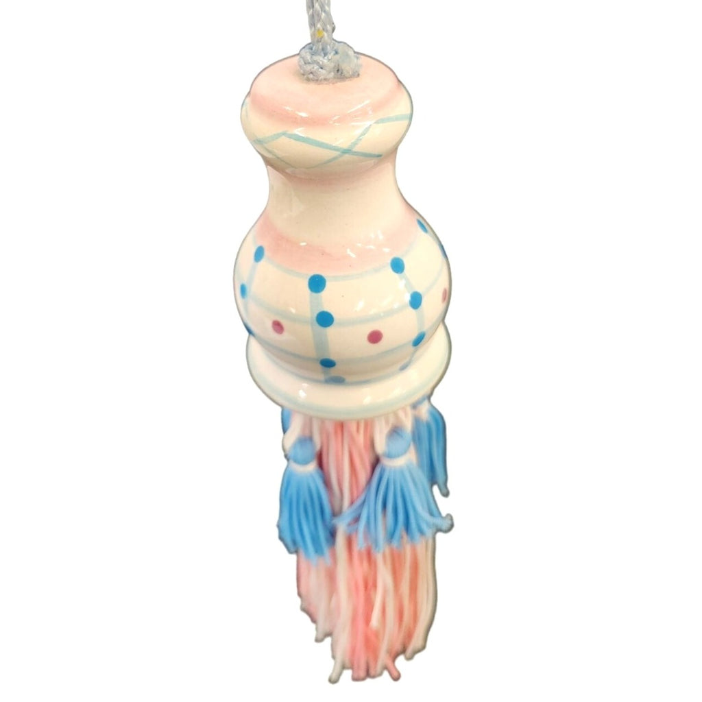 Vintage Ganz Bella Casa Tassel Ornament Ceramic Pastel Curtain Tieback Pink Blue Hanging Decor