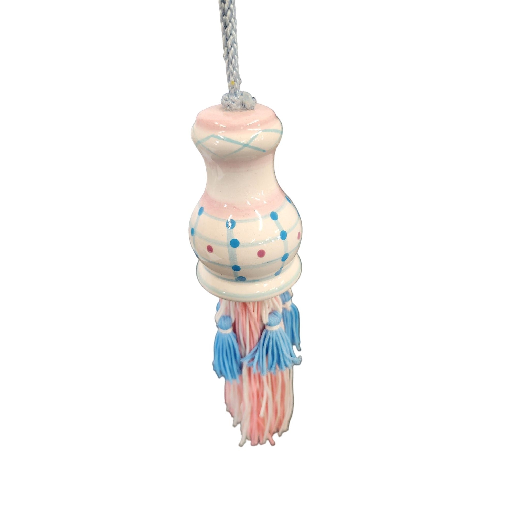 Vintage Ganz Bella Casa Tassel Ornament Ceramic Pastel Curtain Tieback Pink Blue Hanging Decor