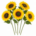 Artificial Yellow Sunflower Stems, Set of 5, 18 Inch with 5 Inch Blooms