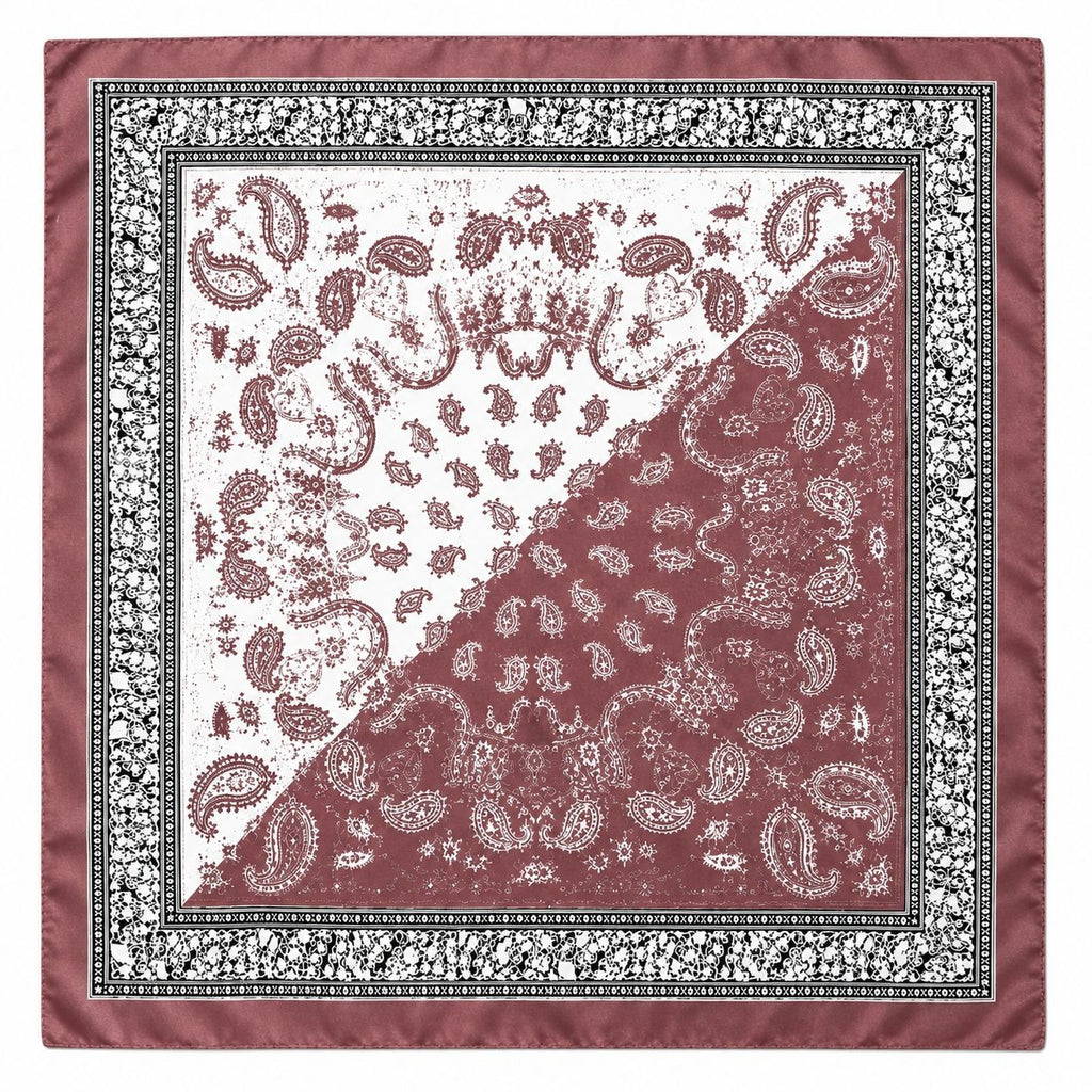 35x35 Dusty Plum Satin Paisley Scarf Hair Scarf Neck Scarf Bandana Wild Rag