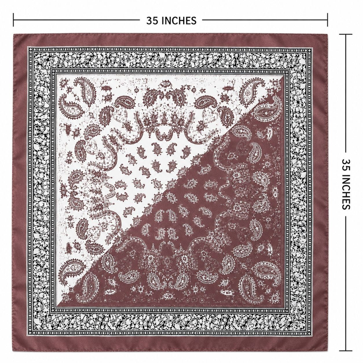 35x35 Dusty Plum Satin Paisley Scarf Hair Scarf Neck Scarf Bandana Wild Rag