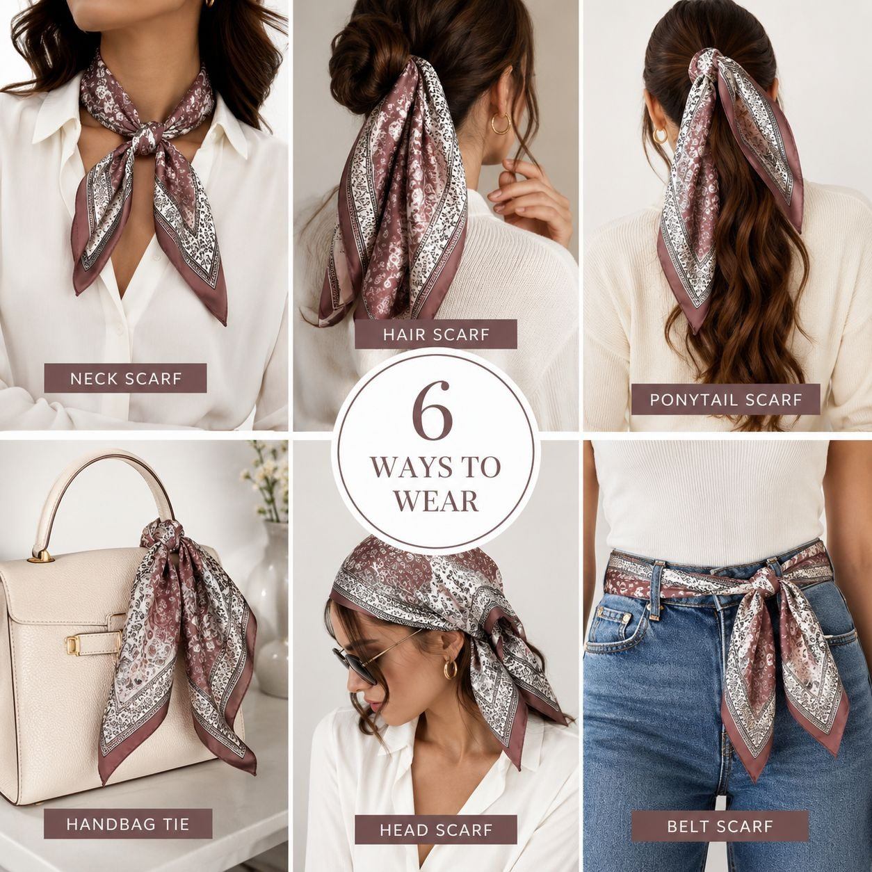 35x35 Dusty Plum Satin Paisley Scarf Hair Scarf Neck Scarf Bandana Wild Rag