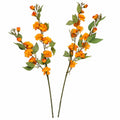 Artificial Blossom Branches Orange 31 Inch Faux Floral Stems Set of 2 Fall Decor Bougainvillea Style