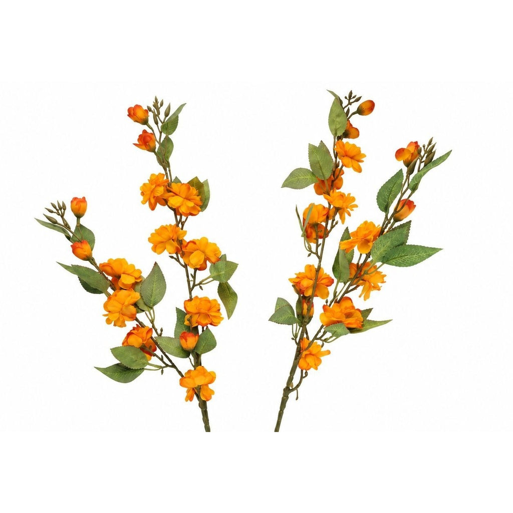 Artificial Blossom Branches Orange 31 Inch Faux Floral Stems Set of 2 Fall Decor Bougainvillea Style