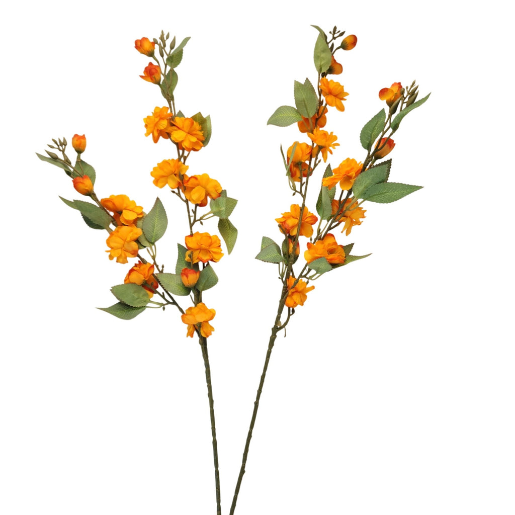 Artificial Blossom Branches Orange 31 Inch Faux Floral Stems Set of 2 Fall Decor Bougainvillea Style