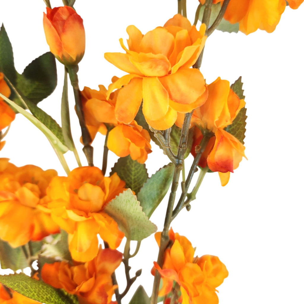 Artificial Blossom Branches Orange 31 Inch Faux Floral Stems Set of 2 Fall Decor Bougainvillea Style