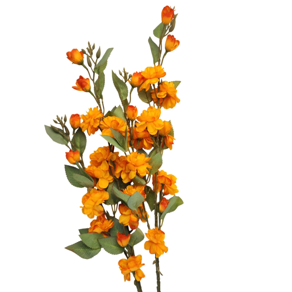Artificial Blossom Branches Orange 31 Inch Faux Floral Stems Set of 2 Fall Decor Bougainvillea Style