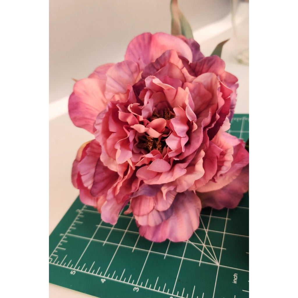Lavender Wine Faux Peony Stem 18 Inch Wedding Artificial Silk Flower