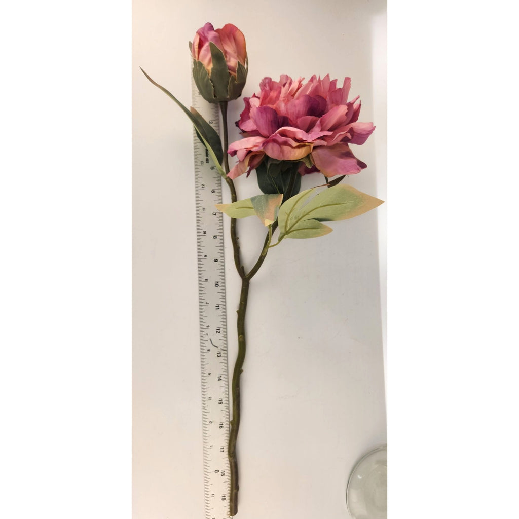 Lavender Wine Faux Peony Stem 18 Inch Wedding Artificial Silk Flower