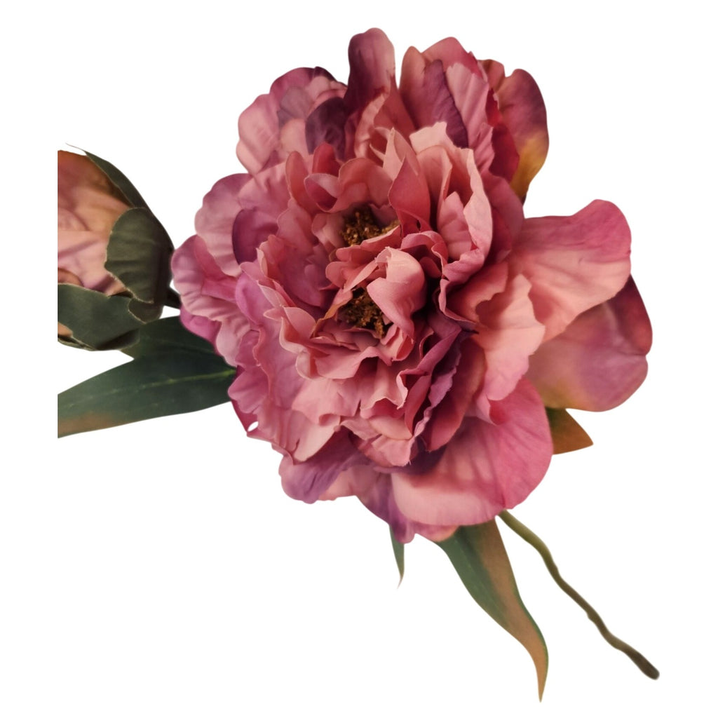 Lavender Wine Faux Peony Stem 18 Inch Wedding Artificial Silk Flower