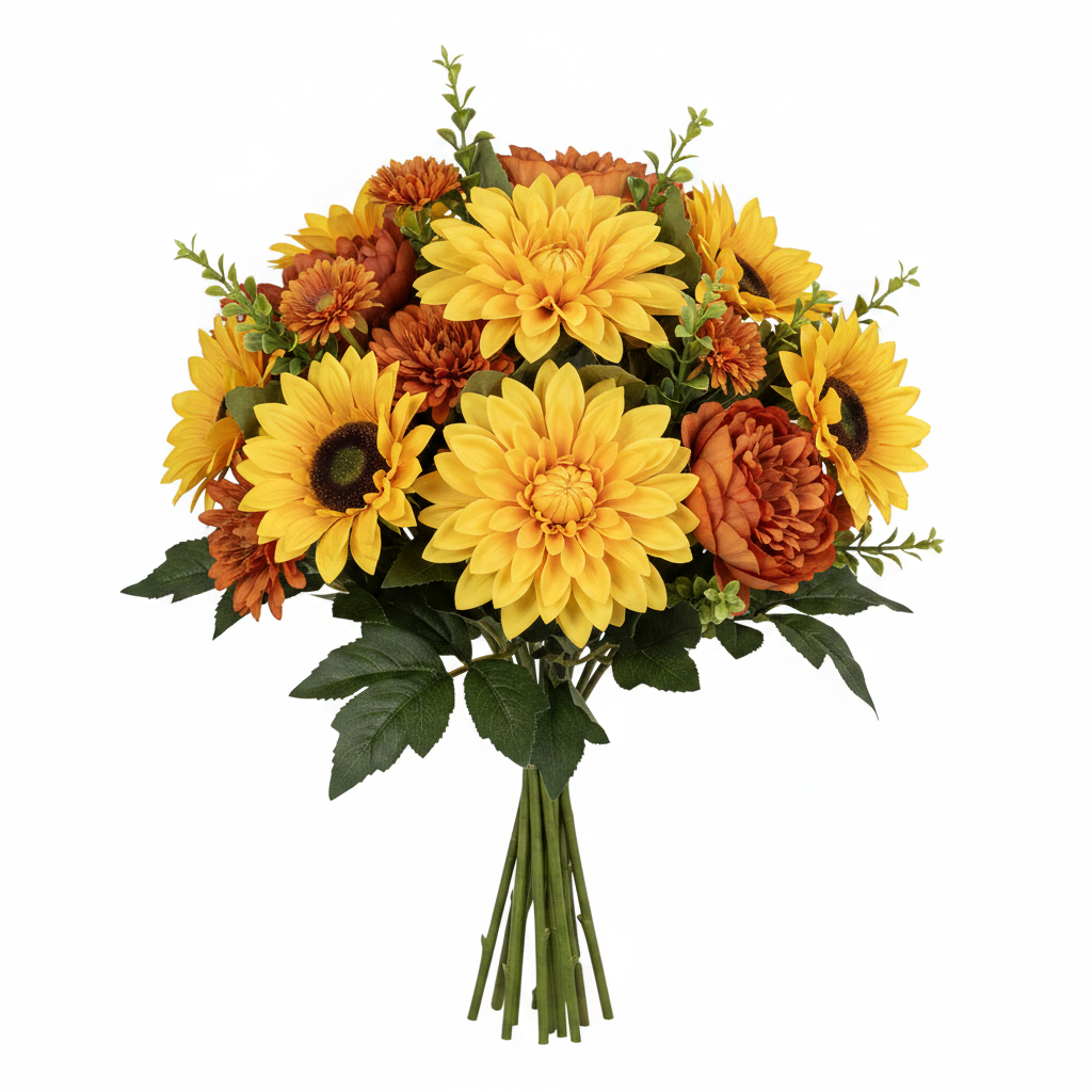 Yellow Dahlia Fall Bouquet with Sunflowers