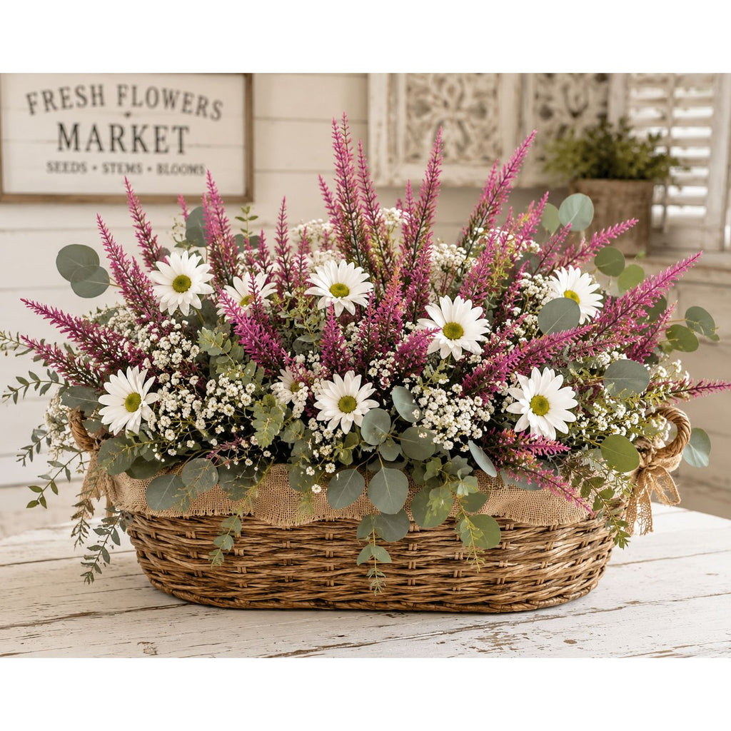 Fuchsia Pink Faux Lavender Stems Artificial Heather Spray Floral Filler Wreath Flowers Farmhouse Decor 2 Bushes