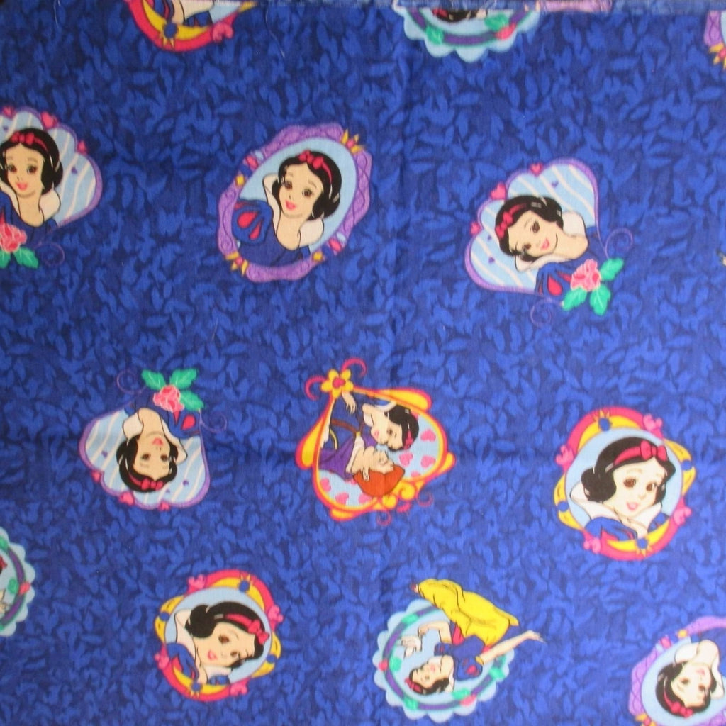 Vintage Disney Snow White Fabric 4.5 Yards Blue Cotton Quilting