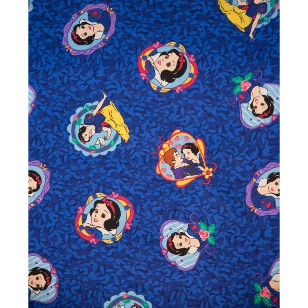 Vintage Disney Snow White Fabric 4.5 Yards Blue Cotton Quilting