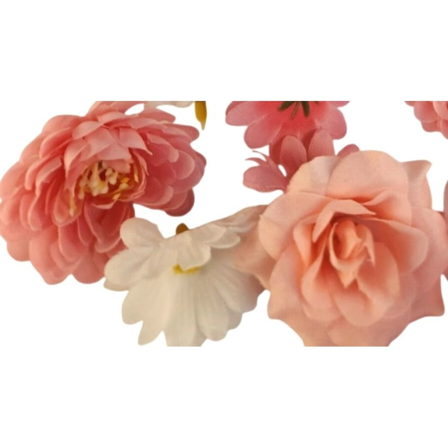 25 Pink Artificial Flower Heads for DIY Crafts – Roses, Daisies, Orchids