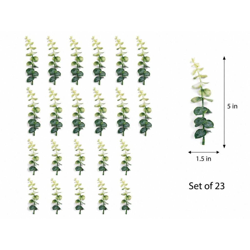 Mini Green and Cream Eucalyptus Sprigs Set of 23 | 5 Inch Soft Touch Faux Greenery Picks for Wreaths Centerpieces