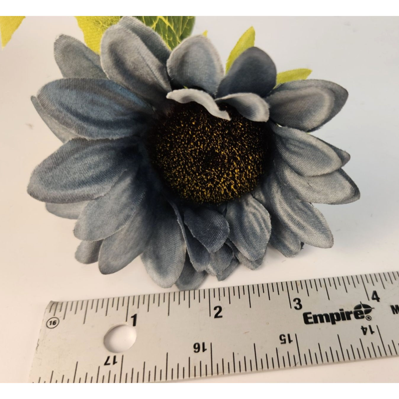Dusty Blue Faux Silk Sunflower Stems 15 Inch 3 Stem Bunch Artificial Flowers Decor