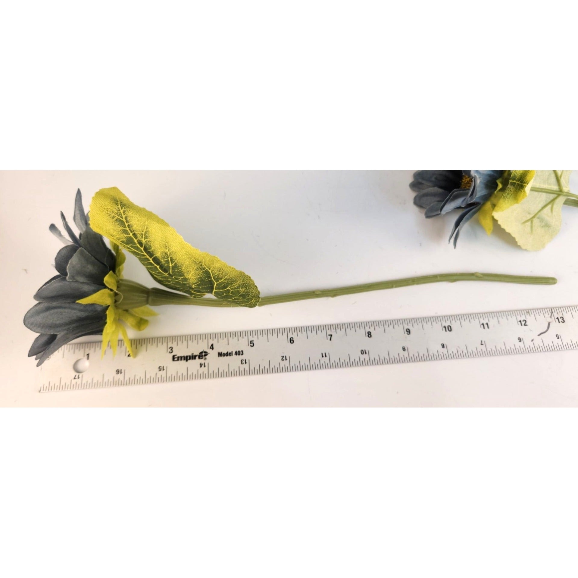 Dusty Blue Faux Silk Sunflower Stems 15 Inch 3 Stem Bunch Artificial Flowers Decor