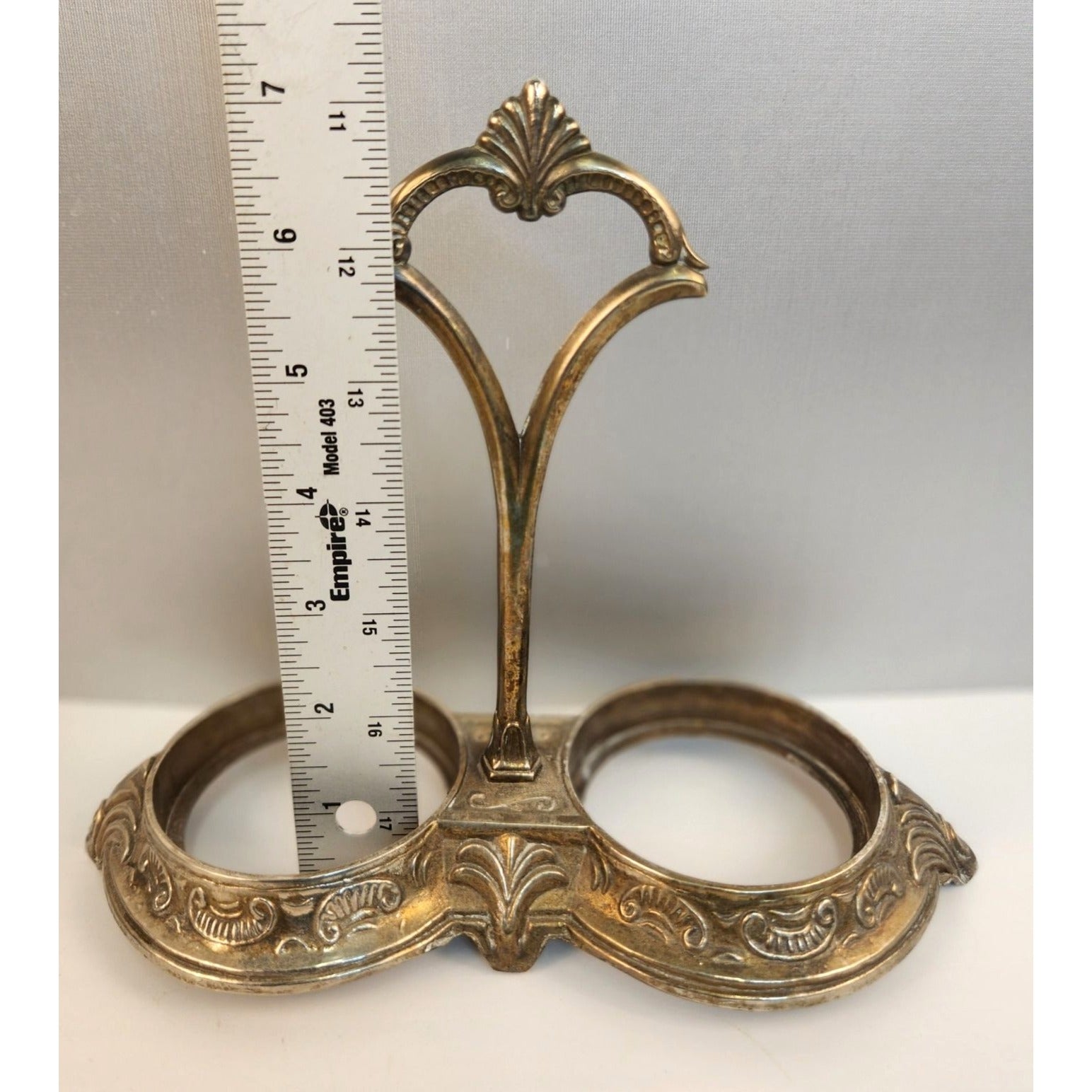 Vintage Dual Condiment Stand, Ornate Silver Tone Jam Jar Holder, Dining Serveware