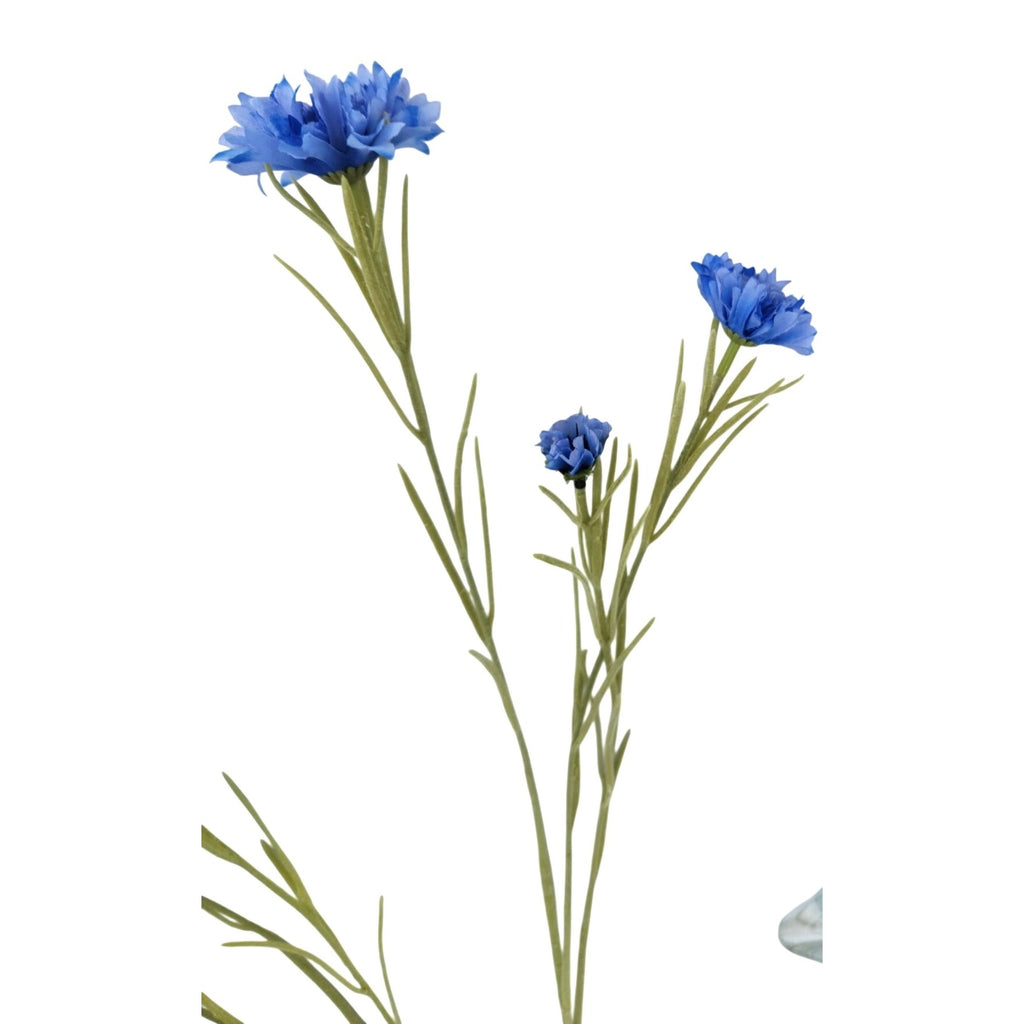 Artificial Blue Cornflower Stems Faux Wildflower Floral Decor Wedding