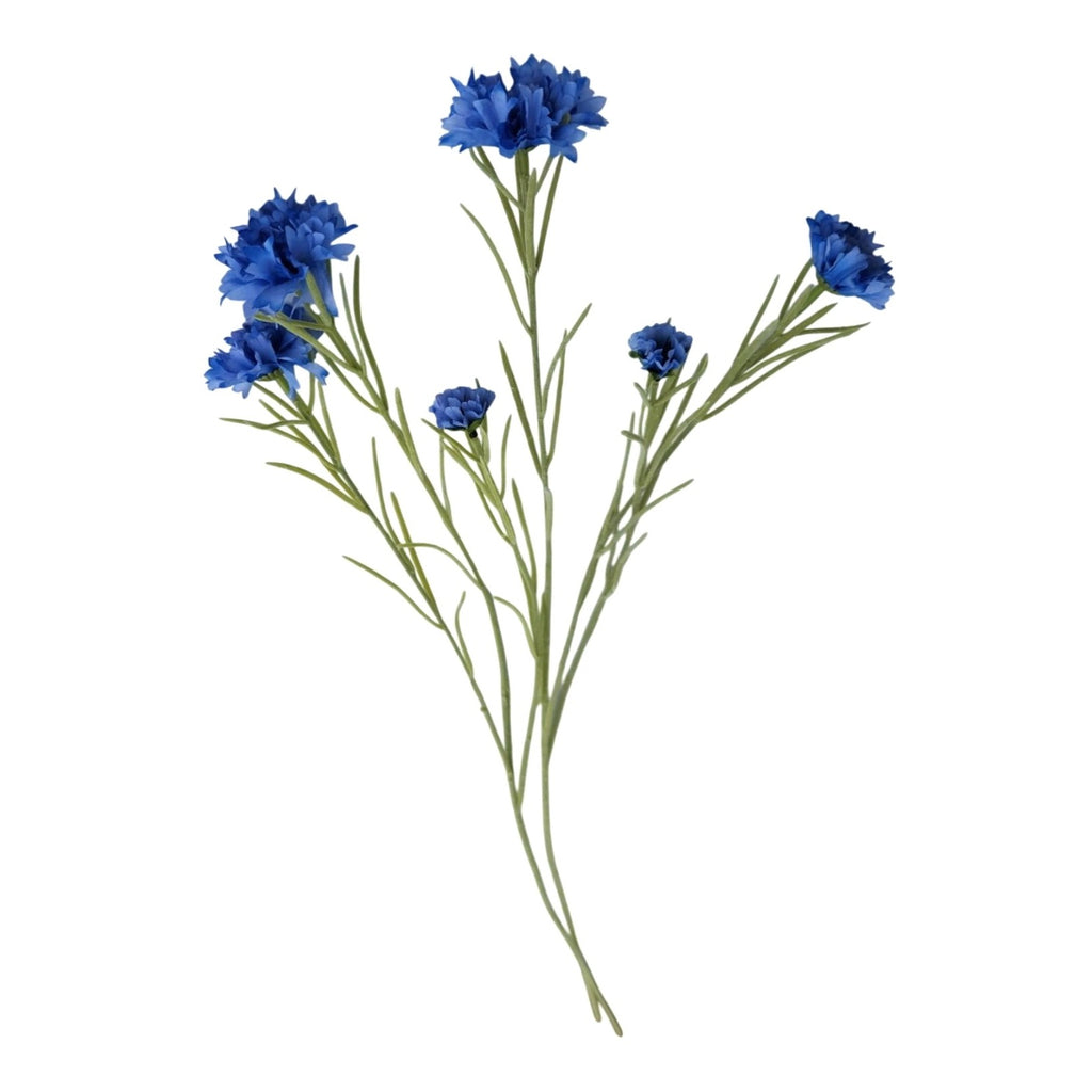 Artificial Blue Cornflower Stems Faux Wildflower Floral Decor Wedding