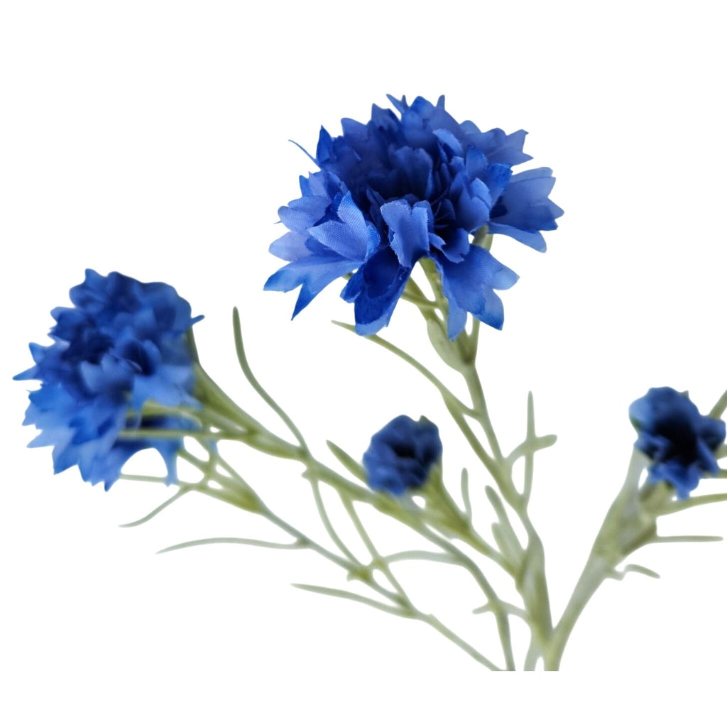 Artificial Blue Cornflower Stems Faux Wildflower Floral Decor Wedding