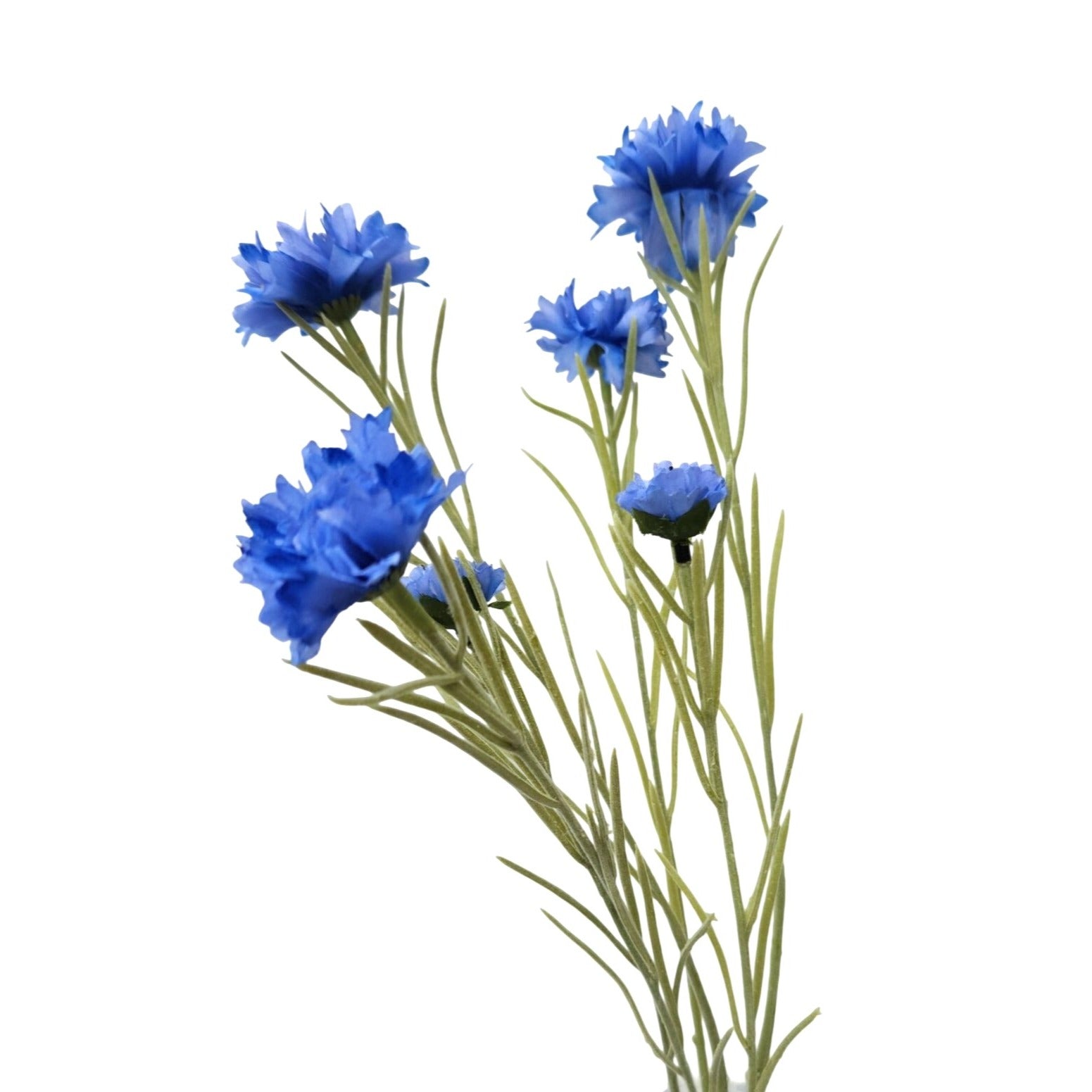 Artificial Blue Cornflower Stems Faux Wildflower Floral Decor Wedding