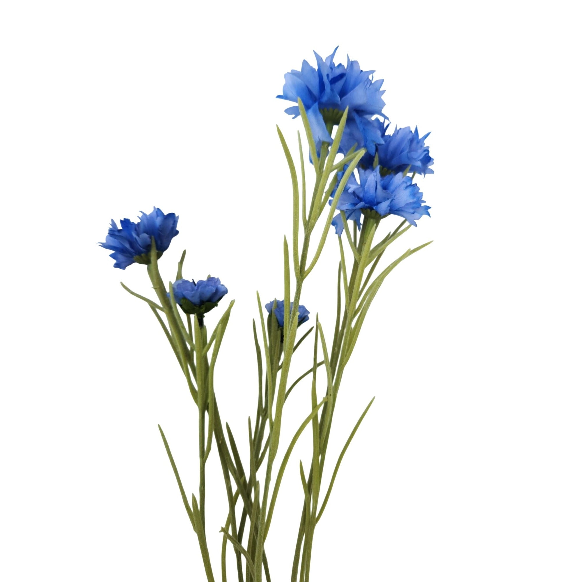 Artificial Blue Cornflower Stems Faux Wildflower Floral Decor Wedding