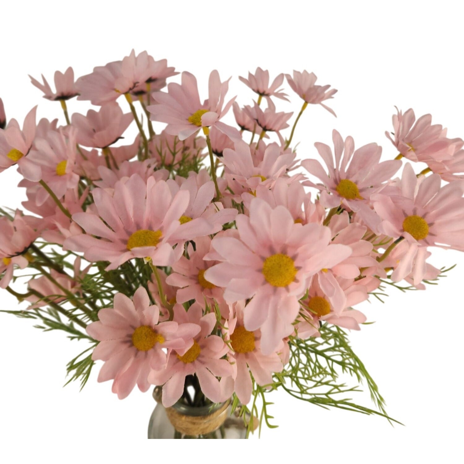 Blush Pink Faux Daisy Stem 20 Inch Artificial Wildflower Set of 6 Farmhouse Floral Decor