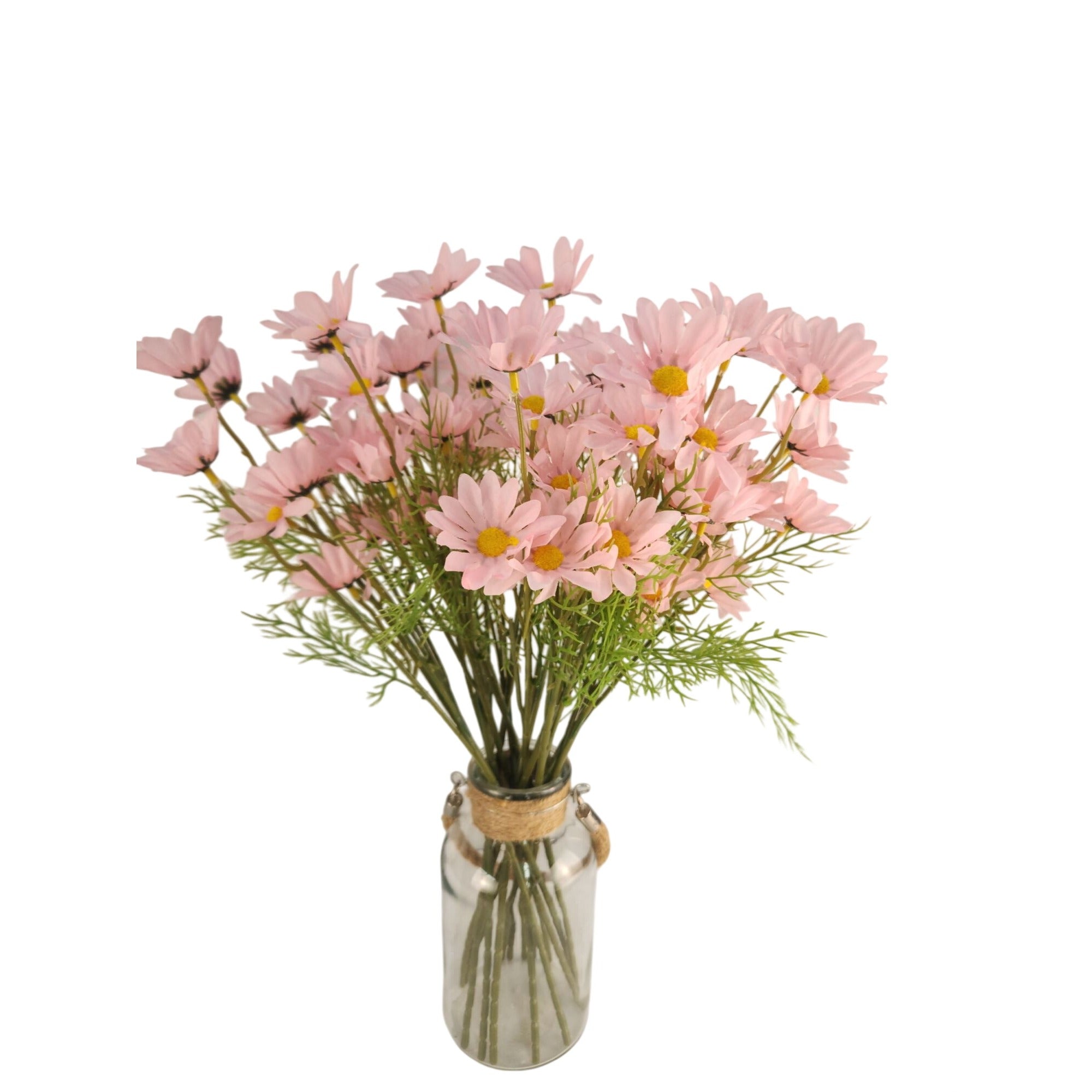 Blush Pink Faux Daisy Stem 20 Inch Artificial Wildflower Set of 6 Farmhouse Floral Decor