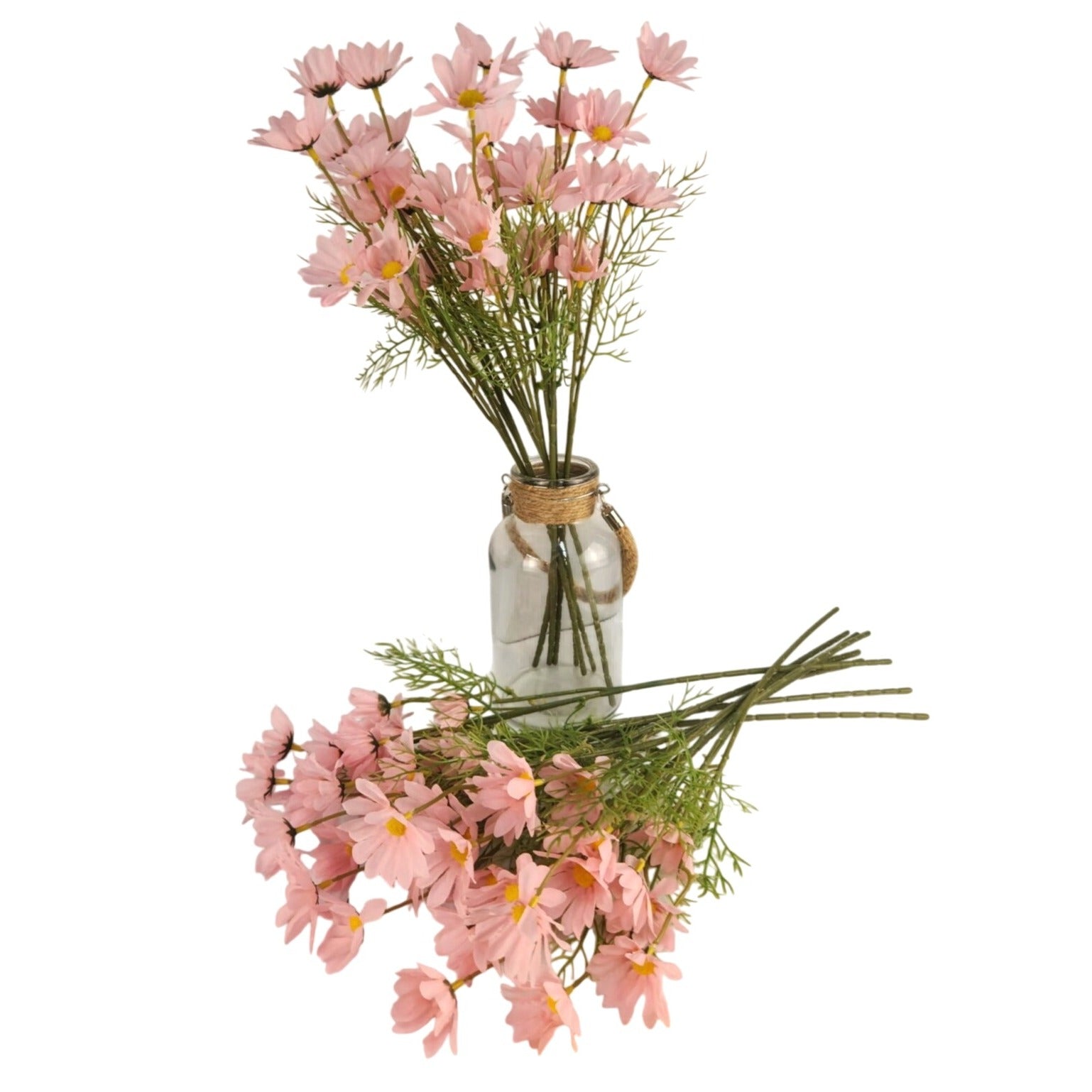 Blush Pink Faux Daisy Stem 20 Inch Artificial Wildflower Set of 6 Farmhouse Floral Decor