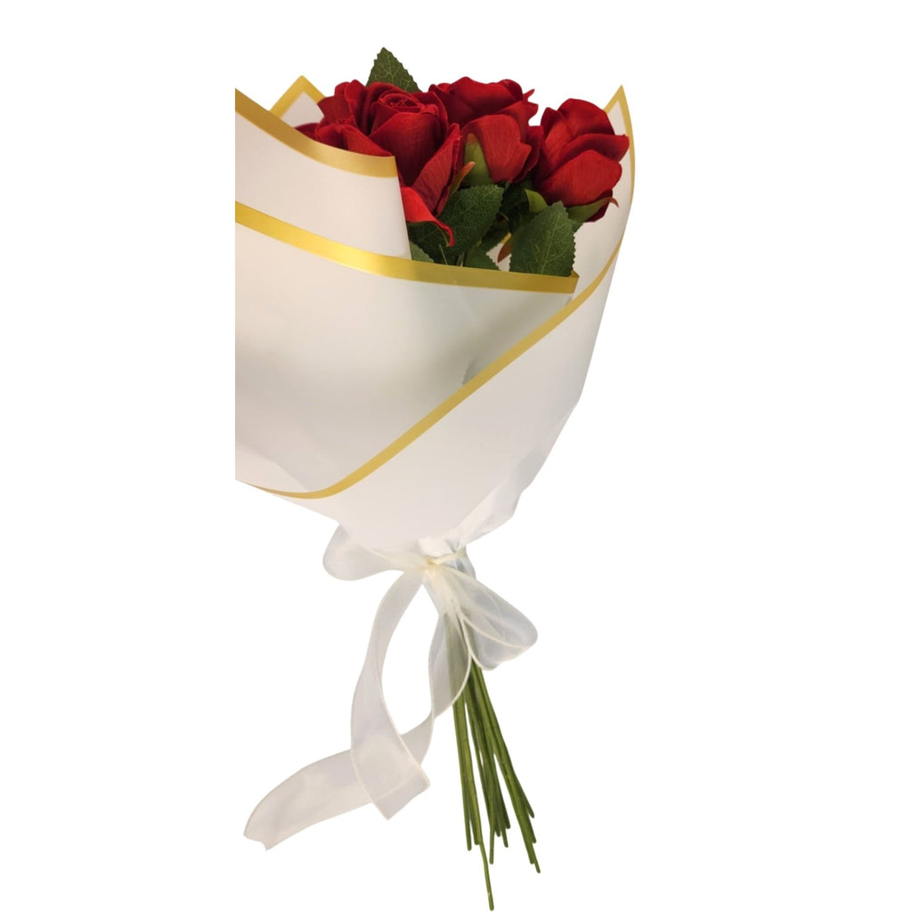 Hand Tied Dozen Red Velvet Roses Artificial Bouquet Valentine Gift Romantic Decor