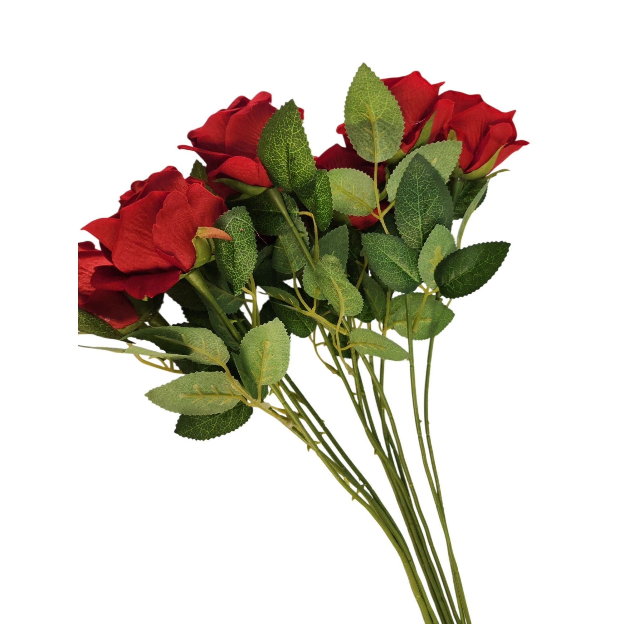 Hand Tied Dozen Red Velvet Roses Artificial Bouquet Valentine Gift Romantic Decor