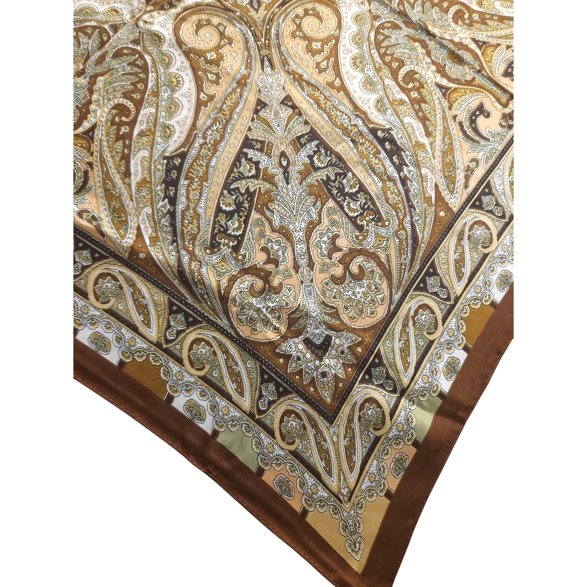 Elegant Fall Paisley Scarf Satin Wild Rag Scarf 100% Polyester New With Tags