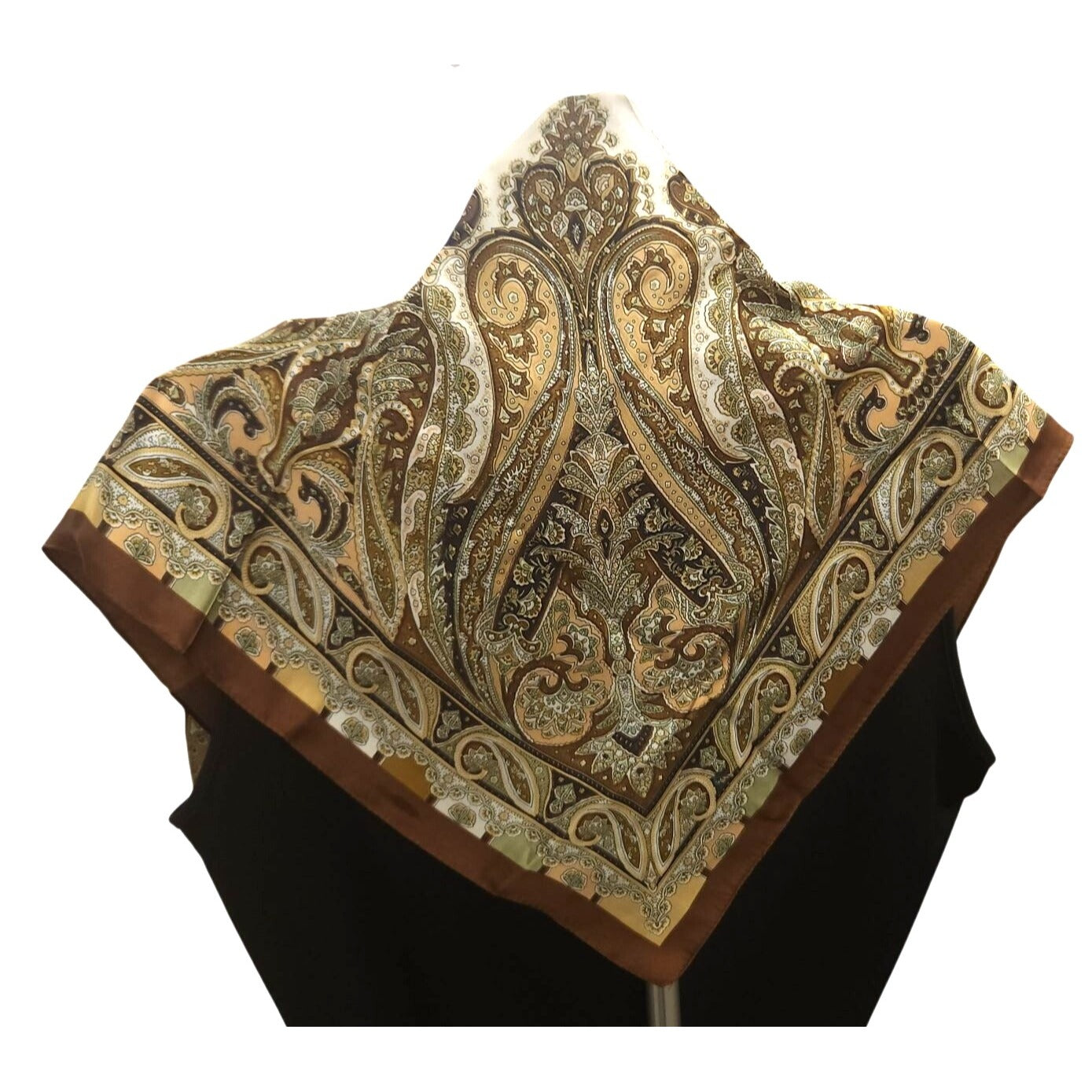 Elegant Fall Paisley Scarf Satin Wild Rag Scarf 100% Polyester New With Tags