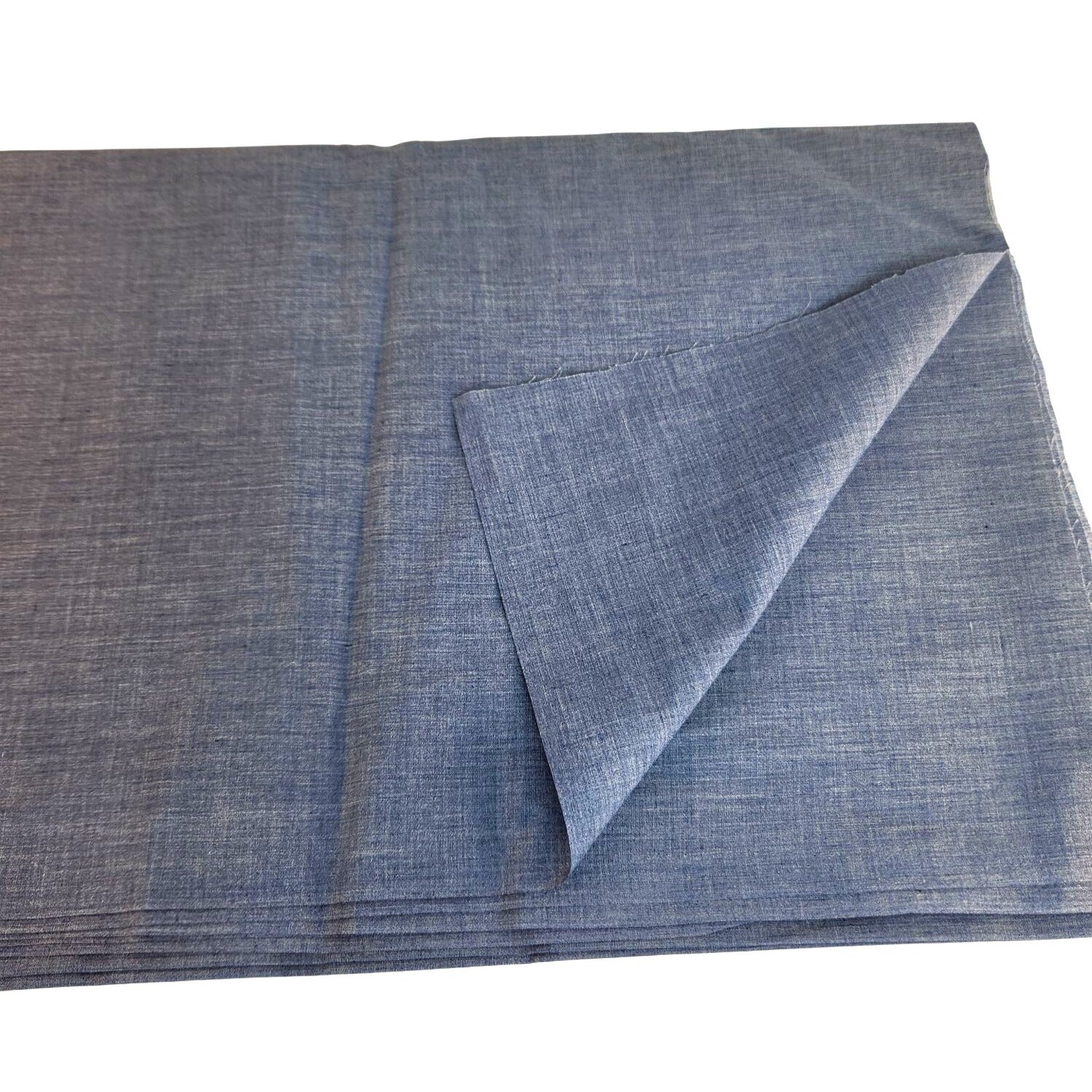Blue Chambray Fabric - 2 Yards Light Denim Weave 100% Cotton Material